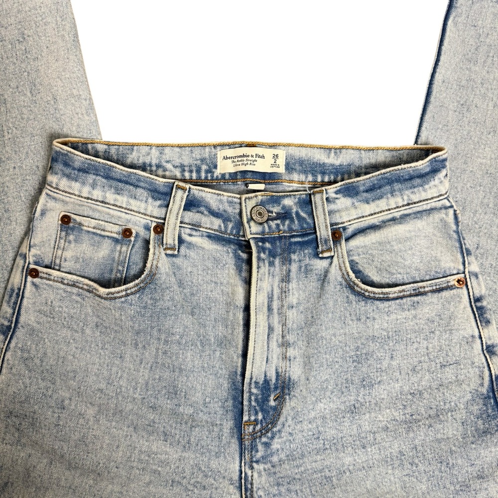 Abercrombie & Fitch Ultra High Rise Ankle Straight Jeans Light Wash Acid 26/2